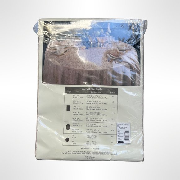 Noble Excellence Damask Oval Tablecloth 66" x 84" Dead Stock Unused - Picture 2 of 5